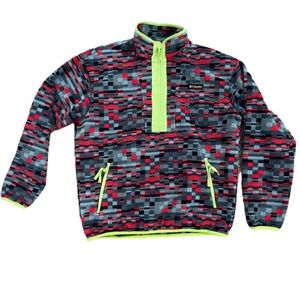 Columbia Sportswear Men/Woman Retro Half Zip Fleece. Size M. Volt/Red/Grey/Black